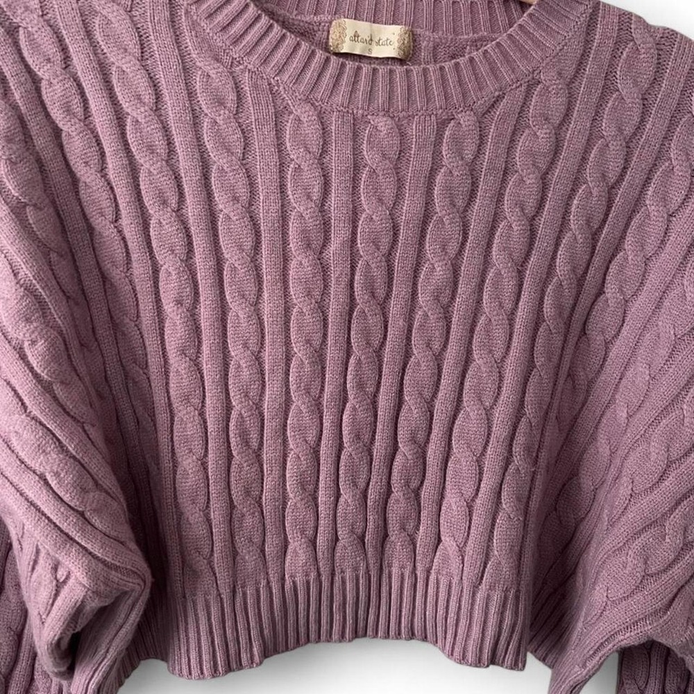 Altar'd State Muted Purple Oversized Cropped Sweater Women's Small Soft Cozy